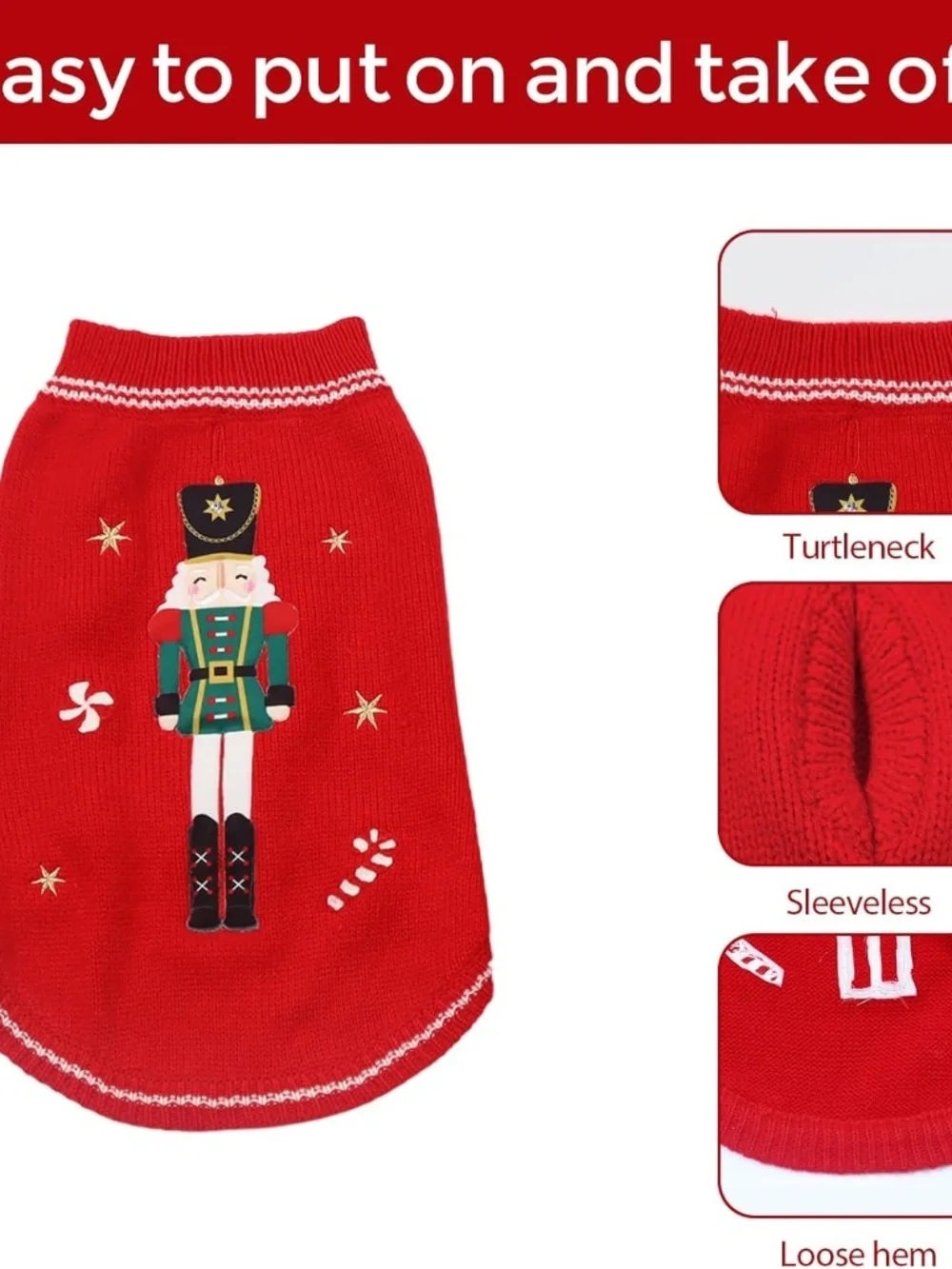 Nutcracker Dog Christmas Sweater Medium Warm Knit Puppy Jumper NWOT